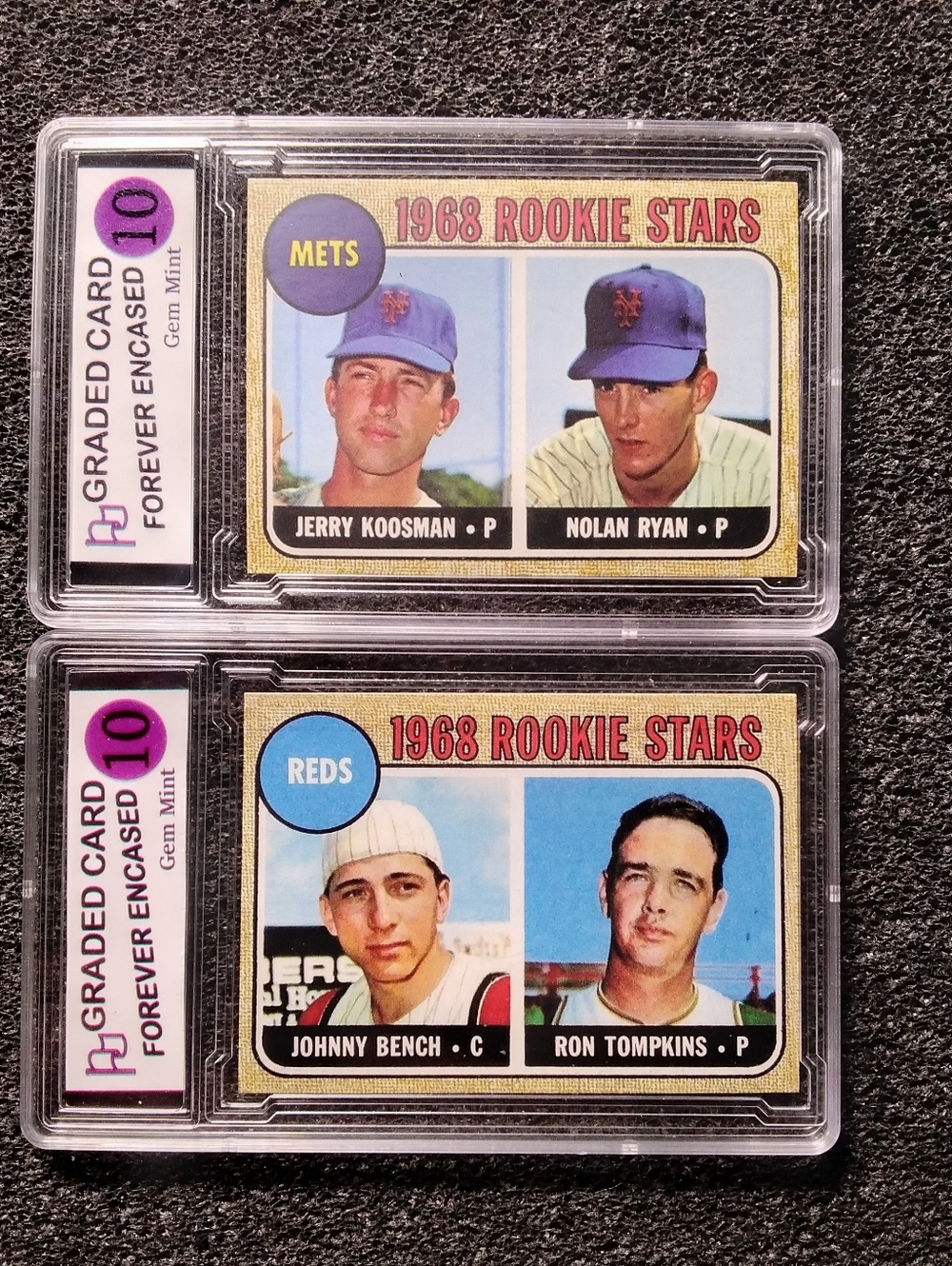 Nolan Ryan, Jerry Koosman, Johnny Bench, Ron Tompkins HOF Stars Baseball Rookie
